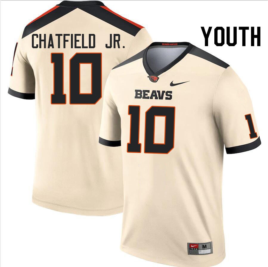 Youth #10 Andrew Chatfield Jr. Oregon State Beavers College Football Jerseys Stitched Sale-Cream - Click Image to Close